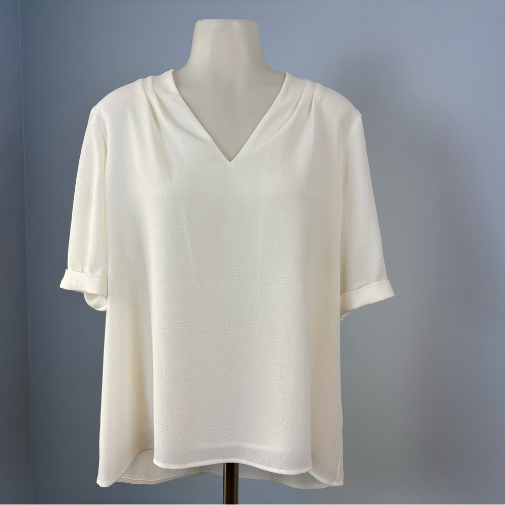 Calvin Klein Ivory V-Neck Blouse